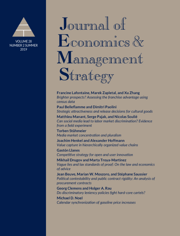 Journal of Economics and Management Strategy cover